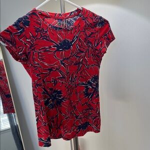 Lilly Pulitzer Red & Navy Floral Tee girls xsmall